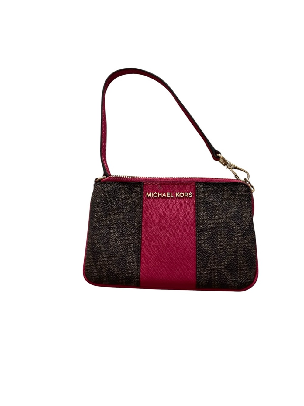 Michael Kors Brown and Fuchsia Signature Wristlet